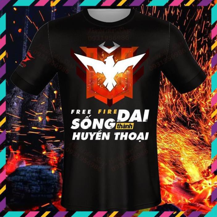 ƯU ĐÃI (SALE) Áo Đen 3D Free Fire Rank Huyền Thoại