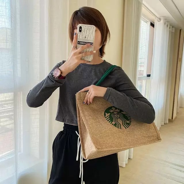 PVN28130 Túi cói hình Starbuck Hottrend phong cách thời trang T2