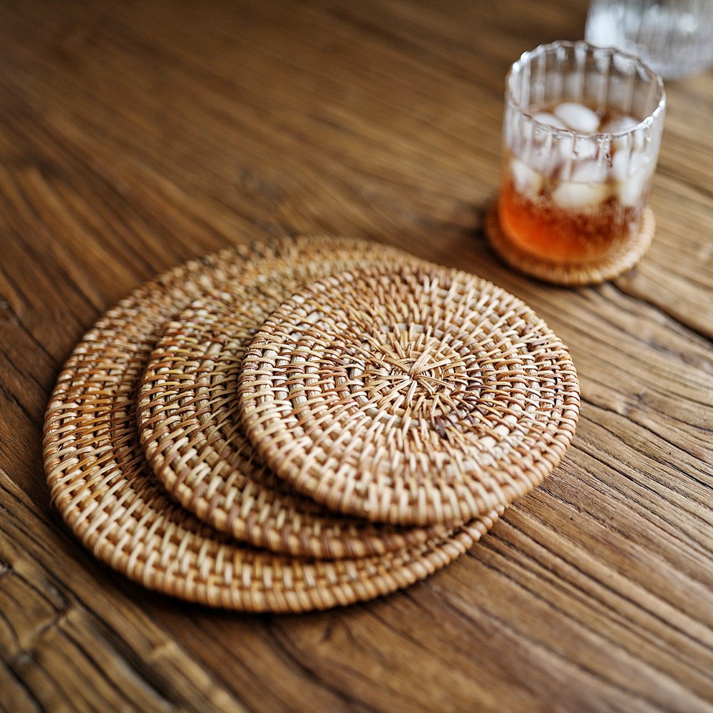 Đế lót ly bằng mây đan độc đáo