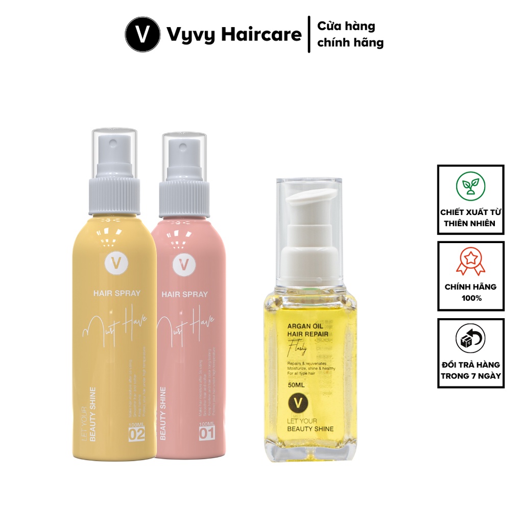 Combo Mềm Mượt Cấp Tốc, Phủ Bóng Và Giữ Nếp, Dưỡng Ẩm Bảo Vệ Tóc Combo 19 Vyvyhaircare V150ml