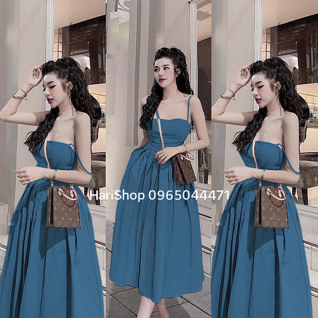 Đầm xòe dài hai dây xinh đẹp sang chảnh lắm luôn ạ