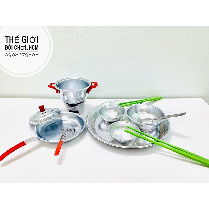 [HOT- 12 MÓN NỘI TRỢ] Bộ đồ chơi bằng nhôm dành cho các bé nấu ăn thích làm bếp/nội trợ