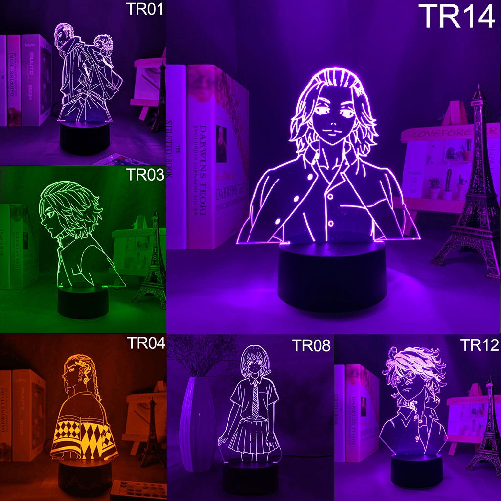 Đèn led anime 3D nhân vật Mikey Draken Tokyo revengers decor bàn học trang trí phòng ngủ phụ kiện shop HM Decor