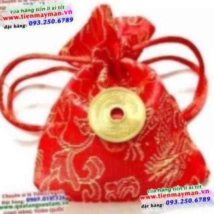 Đồng xu may mắn - 5 yên nhật tặng kèm túi gấm