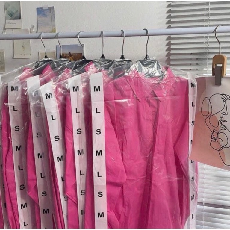 [Mã FAMARAL1 giảm 10K đơn 50K] ÁO SƠ MI DT HỒNG ĐẬM 1 TÚI