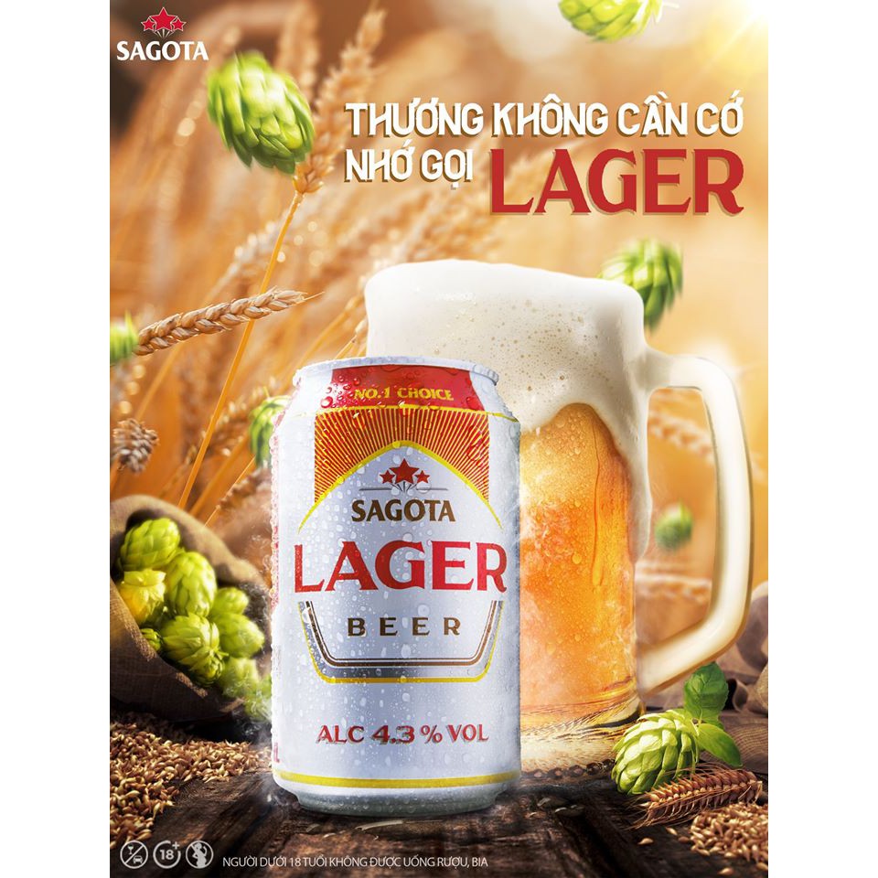 SAGOTA LAGER BEER 330ml  (Bia Sagota Lager) - Lon