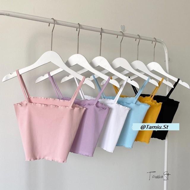 Áo croptop 2 dây cuốn biên