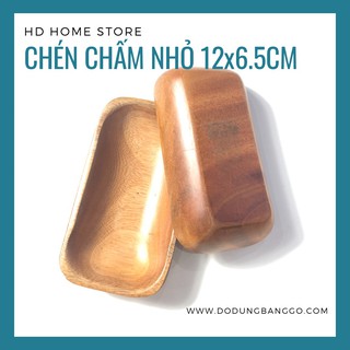 [Hàng Việt Nam xuất khẩu] - Chén chữ nhật bằng gỗ nguyên khối 12 x 6.5cm, xuất xứ Việt Nam - còn hàng