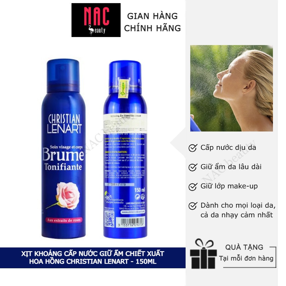 Xịt khoáng dưỡng ẩm cho da chiết xuất hoa hồng Damask Christian Lenart Brume Tonifiante 150ml