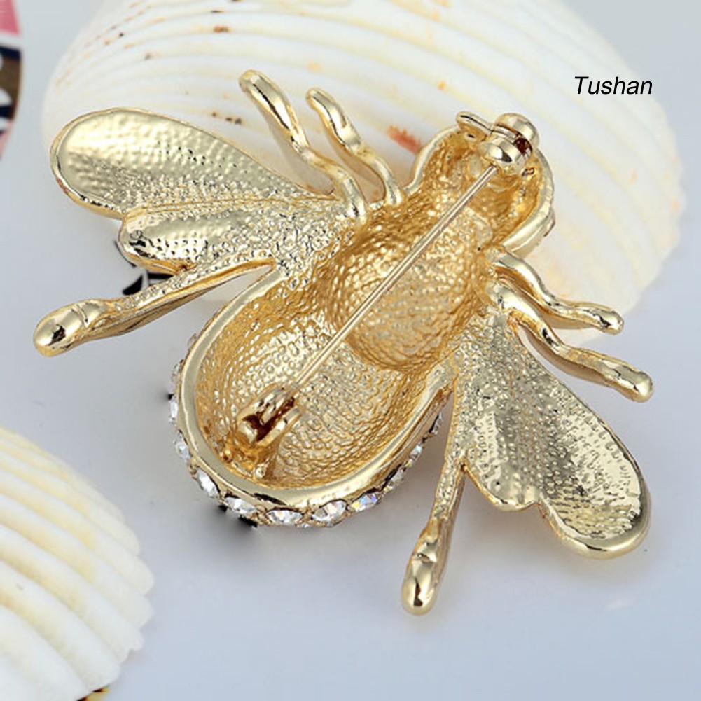 Ghim cài áo hình con ong đính đá lấp lánh cho nữ