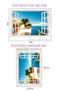 Decal dân tường khung cửa sổ biển