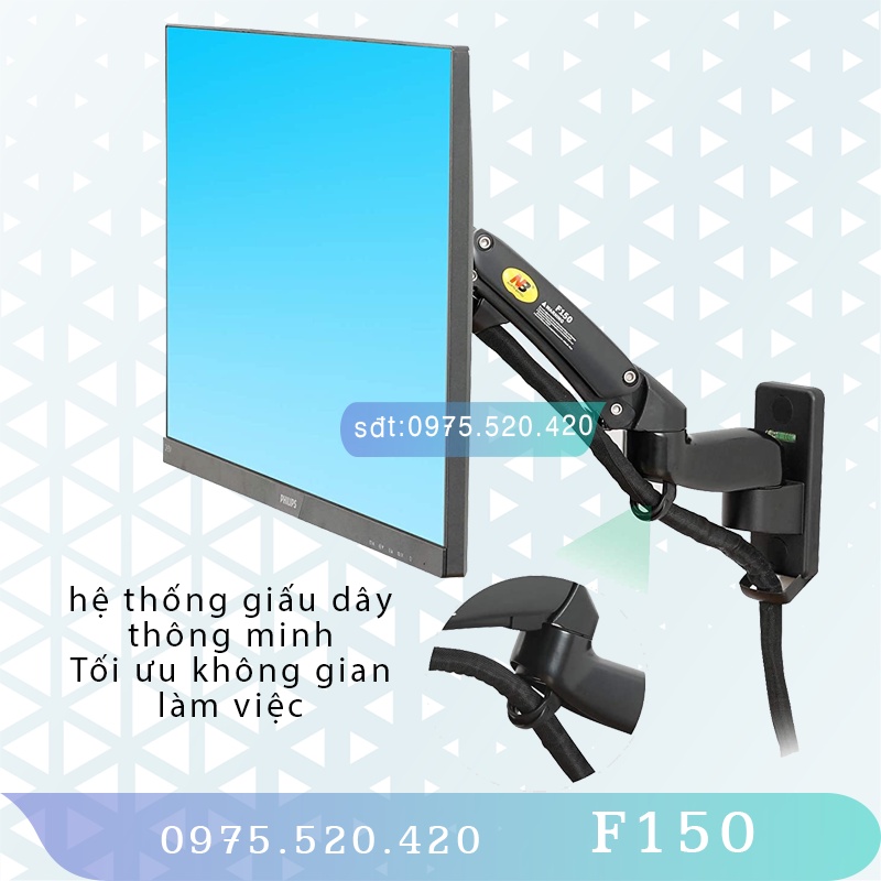 F150 / Giá Treo Màn hình gắn tường/ Tay treo/Arm màn hình gắn tường/ Lò xo thuỷ lực [Màn Hình 17&quot; - 32&quot;]