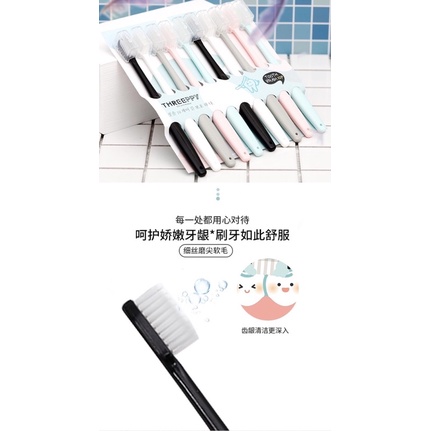 Túi 10 bàn chải đánh răng THREEPPY HÀN QUỐC cao cấp chuẩn loại 1