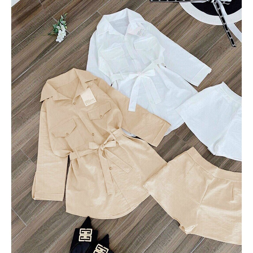 Set Sơ Mi Đẹp - Set Sơ Mi Cột Nơ Dạo Phố , Đi Biển - Thời trang Dressery Store