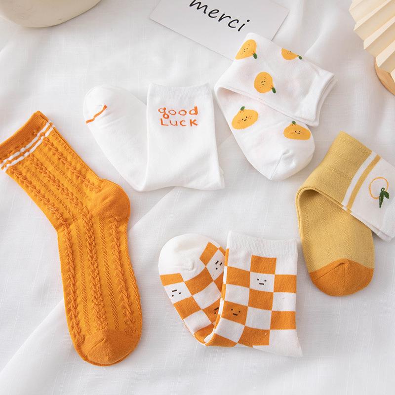 Vớ Thể Thao Ống Lửng Thoải Mái Màu Vàng Dễ Thương Phong Cách Nhật Bản Thời Trang Xuân Thu Cho Nữ