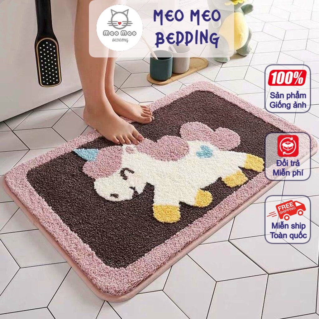 Thảm Lau Chân, Thảm Chùi Chân Lông Cừu Đế Cao Su Chống Trượt Kích Thước 40x60 Cm