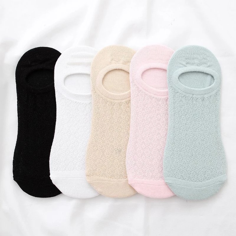 1 Đôi Vớ Lưới Cotton Mỏng Cổ Thấp Thoáng Khí Chống Trượt Dễ Thương Dành Cho Bạn Nữ