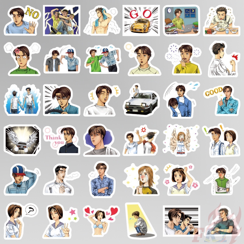 ❉ Initial D Stickers ❉ 40Pcs/Set Anime Fujiwara Takumi Speed Star DIY Decals Stickers for Diary Laptop Scrapbooks