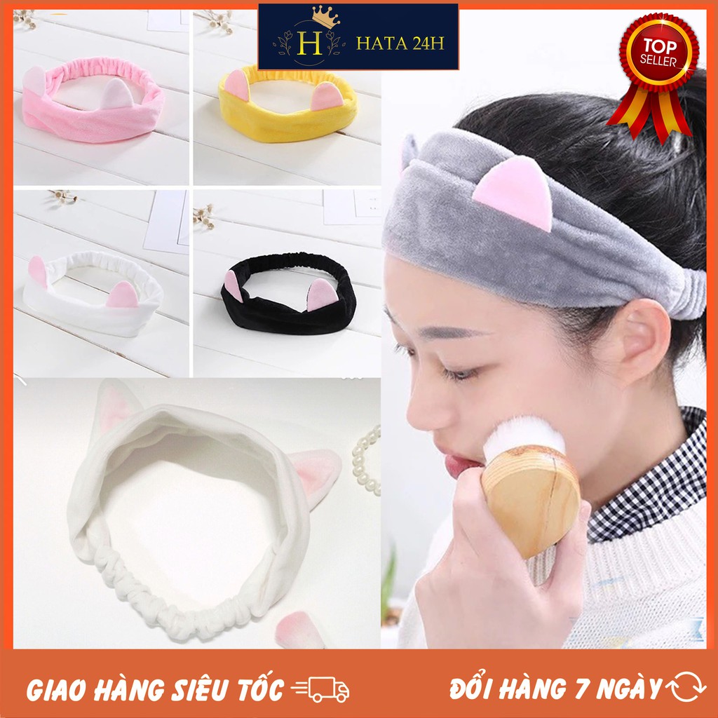 Băng Đô Tai Mèo Vải Nhung - Giúp Rửa Mặt Tẩy Trang