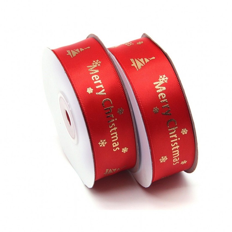 Cuộn dây ruy băng 25 yards in họa tiết giáng sinh màu đồng trang trí tiệc giáng sinh / halloween diy / giáng sinh