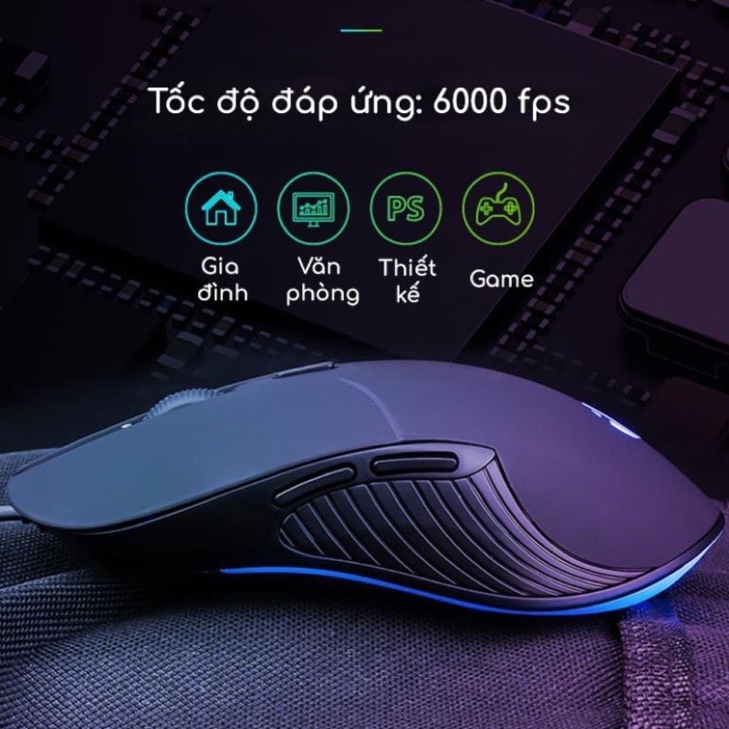 Chuột game thủ Inphic FB1P USB Có dây -  Led đổi màu, click không phát ra tiếng động chuột im lặng