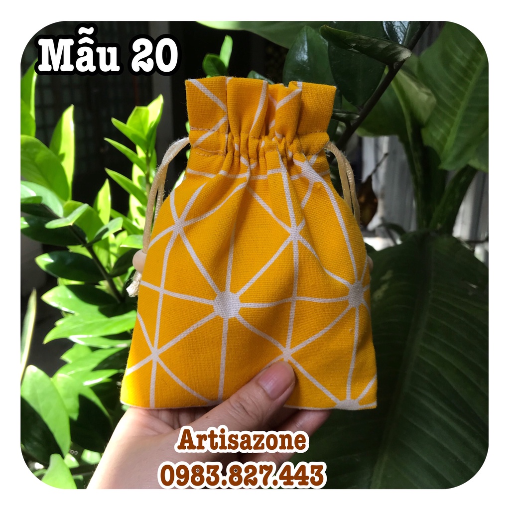 Túi vải dây rút họa tiết mini, kích thước: 12cmx15cm (Vải canvas) - 01 chiếc - (Đọc kỹ mô tả sản phẩm)