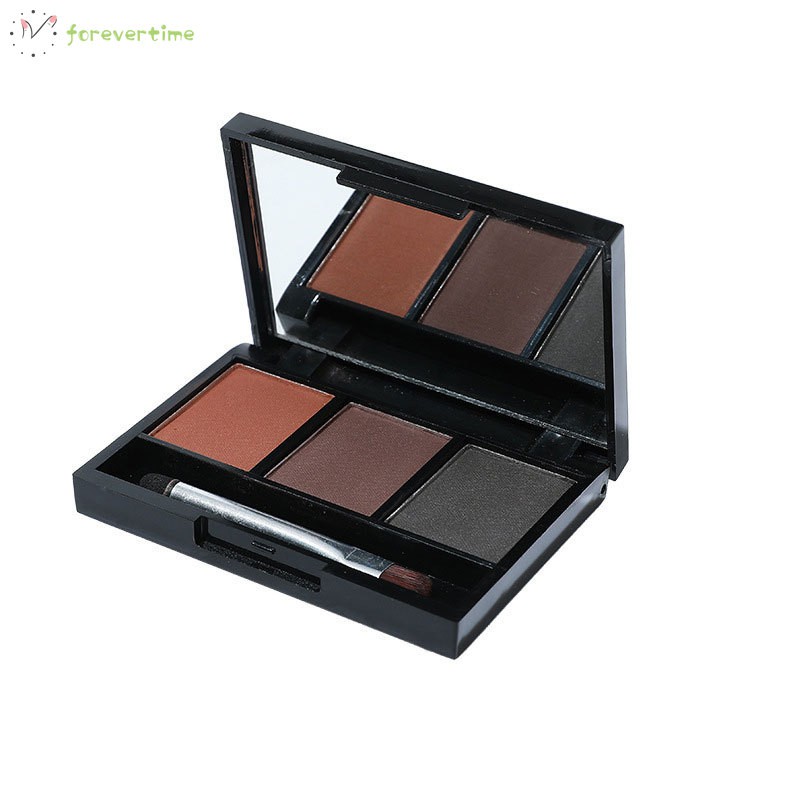 #Trang điểm# 3 Colors Eyebrow Powder Palette Waterproof Long Lasting Eyebrow Shadows with Brush Mirror Box