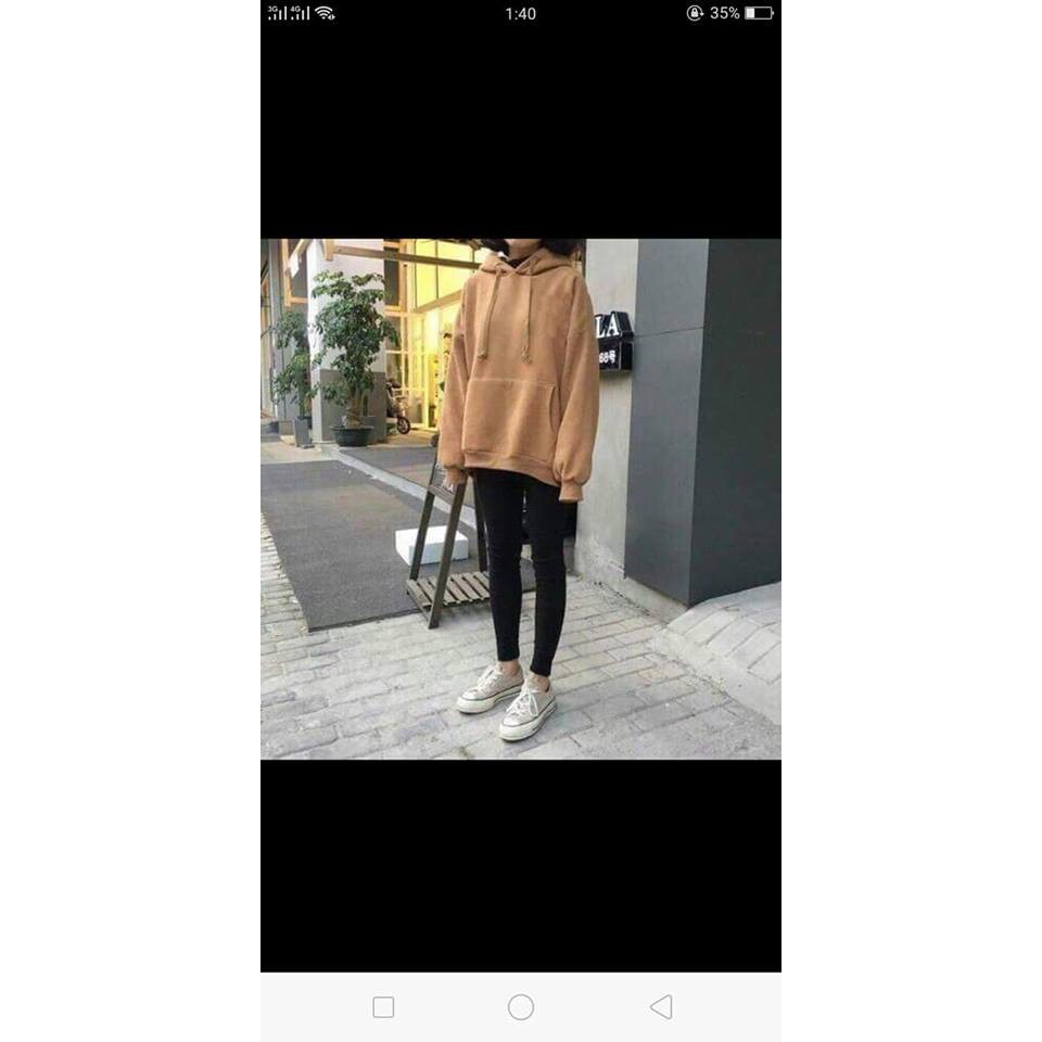 Hoddie nỉ bông nâu tan unisex - Khoác nỉ chui đầu nude nâu có nón ( Ảnh thật + Video ) | BigBuy360 - bigbuy360.vn