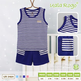 Bộ ba lỗ UalaRogo Bamboo kẻ 3464