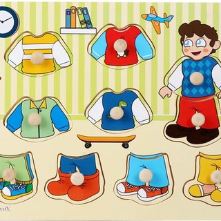 Đồ chơi Lắp ráp bằng Núm gỗ cho Bé(23x30x0.5cm )
