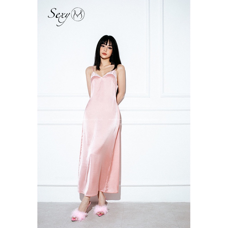 Váy Ngủ Dài Ren Ngực Nhiều Màu VN44 Sexy M