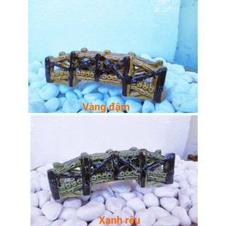 Cây cầu gỗ gốm tráng men trang trí hổ cá, bể cá-hòn non bộ.