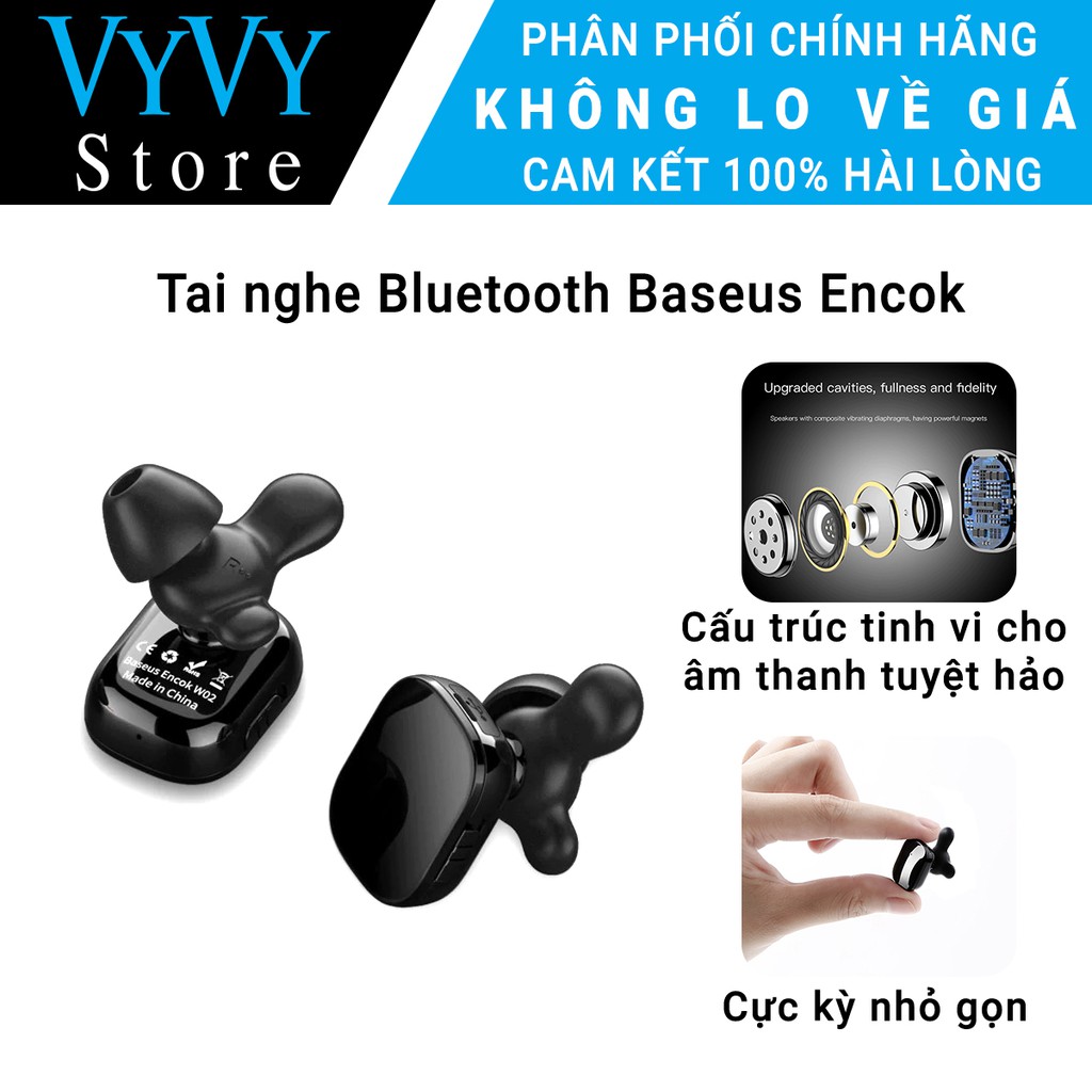 Tai Nghe Bluetooth Baseus Encok W02 TWS Truly Wireless Headset - Chính Hãng Phân Phối