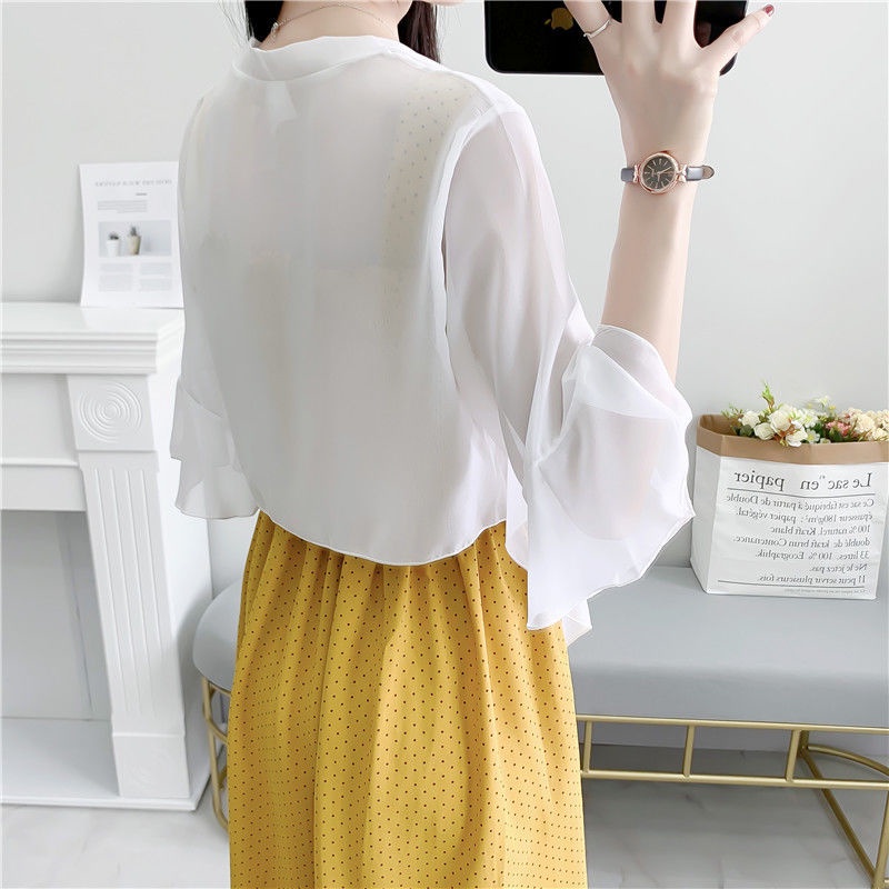 Áo Khoác Voan Mỏng Chống Nắng Dáng Ngắn Phối Váy Thời Trang Cho Nữ