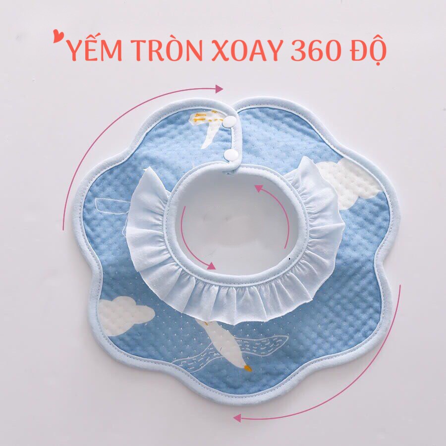 Yếm tròn chống thấm xoay 360 độ  chất liệu cotton mềm mịn thấm hút tốt nhiều họa tiết cho bé yêu