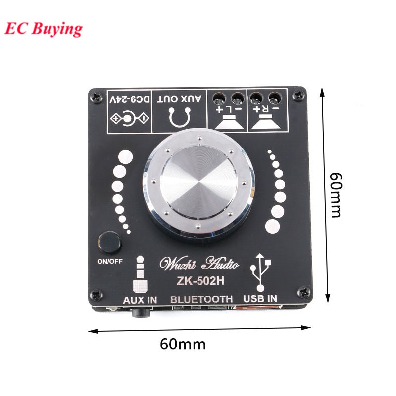 Bảng mạch khuếch đại âm thanh kỹ thuật số Zk-502H Hifi 2.0 50w + 50w Ble 5.0 Tpa3116D2 50wx2 Aux Amp chất lượng cao