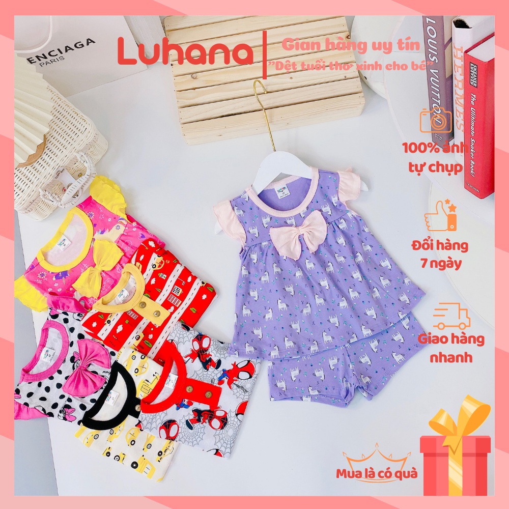 Bộ quần áo bé gái cộc tay dáng babydoll dễ thương, đồ bộ cho bé 1 tuổi tới 4 tuổi - Luhana Shop