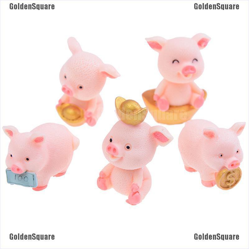 Set 5 Tượng Heo Con Dễ Thương Dùng Để Trang Trí Vườn Cây Tiện Dụng