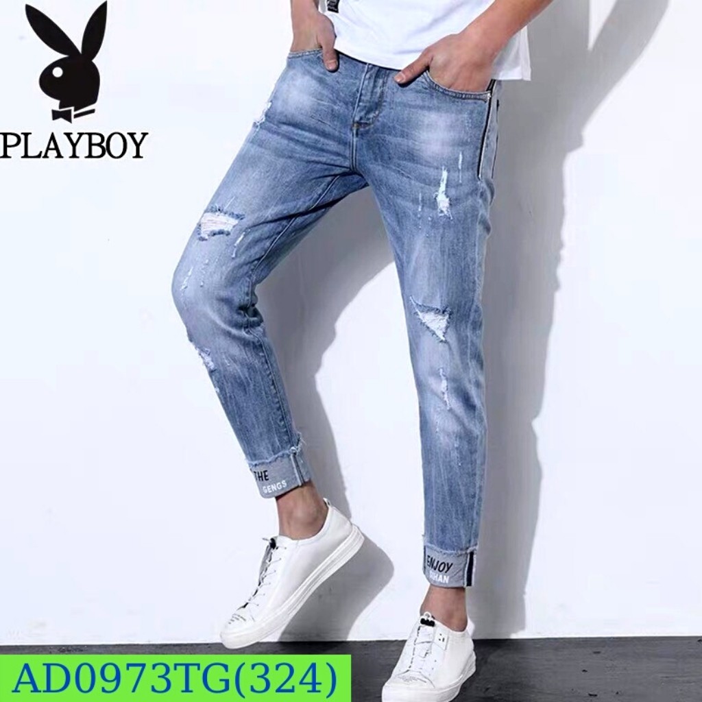 Quần jean nam tenji màu xanh rách gối chất bò cao cấp co dãn 4 chiều cực đẹp, quần rin nam QDJ0973 Nhiều mẫu mới