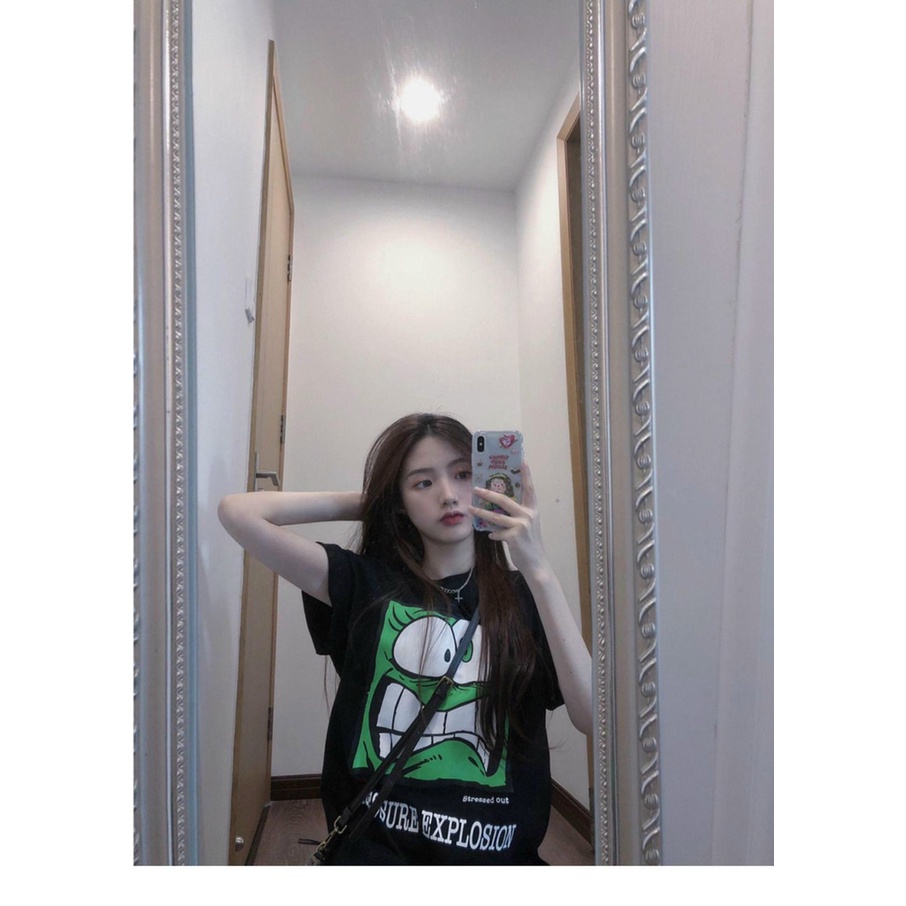 Áo thun mặt xanh RUBY chất cotton 4 chiều, from rộng tay lỡ, unisex, nam nữ mặc được freesize dưới 60kg