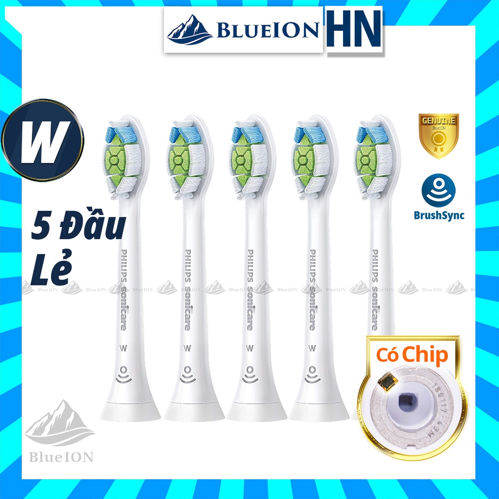 [COMBO] 5 Đầu bàn chải điện Philips Sonicare W DiamondClean màu trắng (Hàng Mỹ chính hãng)