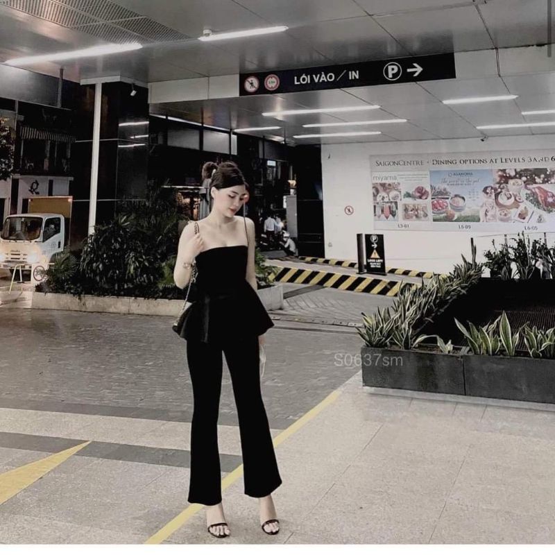 Set quần ống Loe + áo peplum xòe