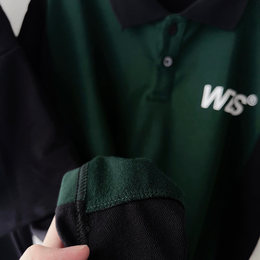 [sẵn]Áo polo WZS màu đen xanh form rộng (ảnh thật tại shop) Tanazi Closet