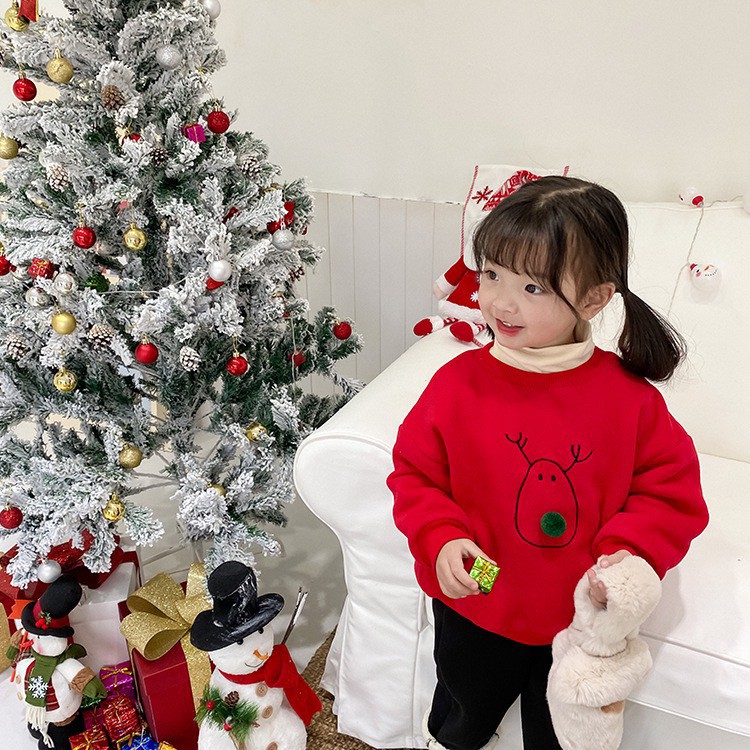 Áo nỉ lót bông (lông) cho bé gái/ bé trai mặc noel, tết của Ambb Kids cho bé 2-8 tuổi (kèm video,ảnh thật)