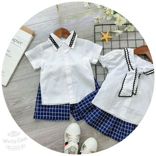 xả kho - Set cặp học sinh quần kẻ cho bé
