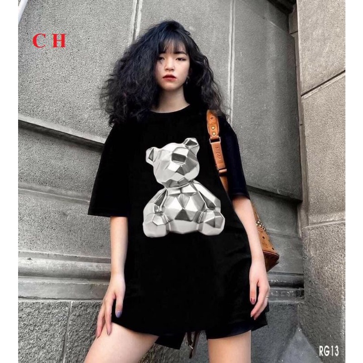 Áo thun tay lỡ Gấu teddy❤áo phông nam nữ unisex form rộng freesiz❤ Kiểu áo Basic mặc nhóm ; đôi Trend 2022