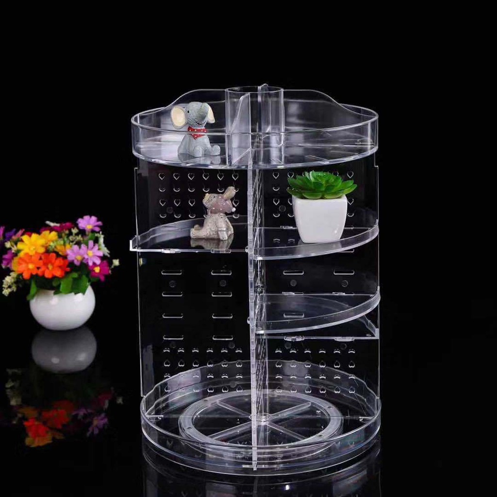 Khay Đựng Mỹ Phẩm Trong Suốt Quay 360 Độ Đựng Được Son Môi, Trang Sức