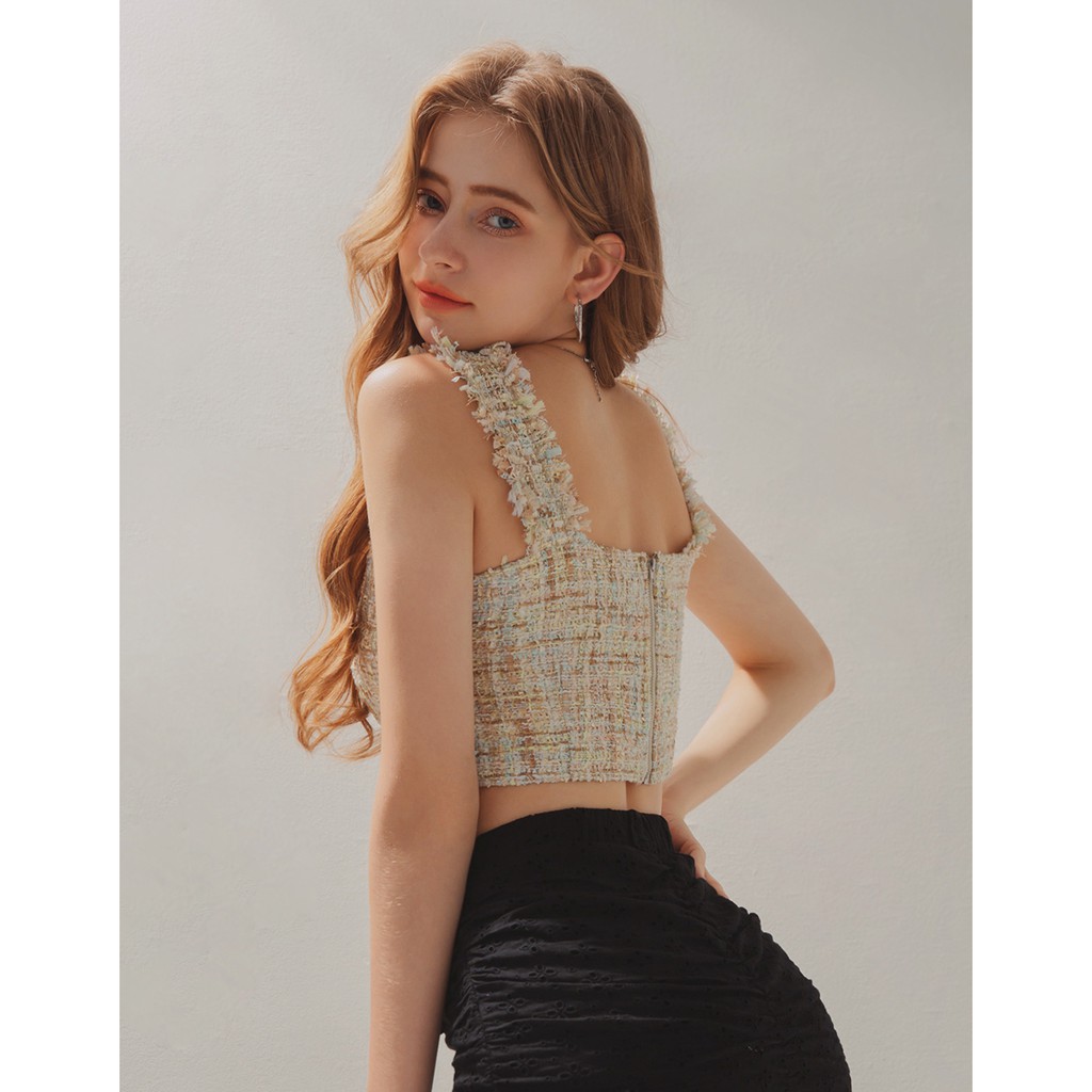 Áo croptop không tay vải tweed nữ Air Space 2120121022 | BigBuy360 - bigbuy360.vn