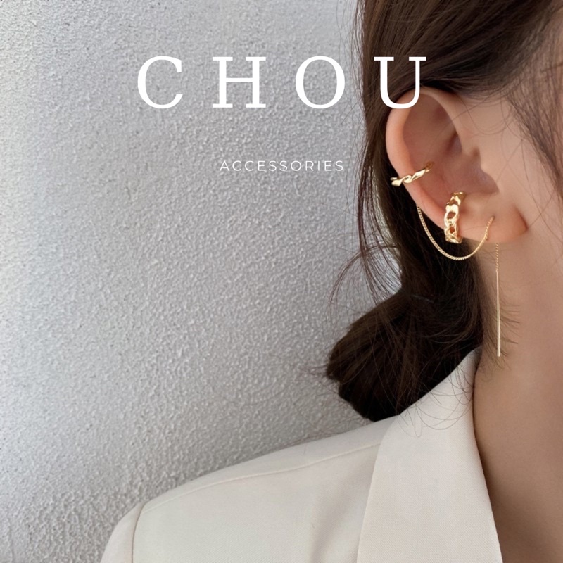 Set Khuyên Kẹp Vành Mắt Xích Chuỗi Dài | CHOU ACCESSORIES |