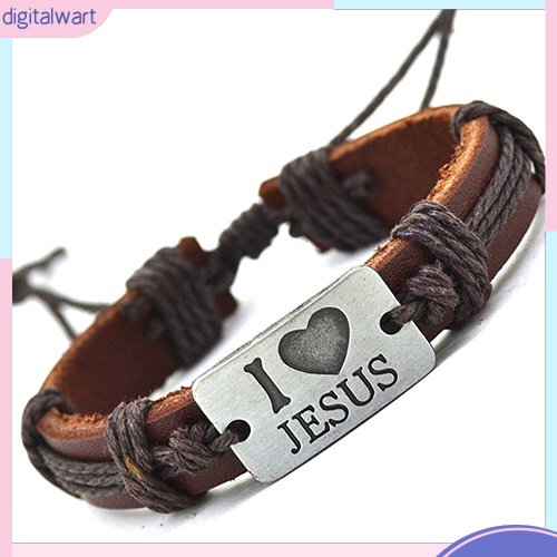 Vòng tay giả da mặt khắc chữ I Love Jesus độc đáo | BigBuy360 - bigbuy360.vn